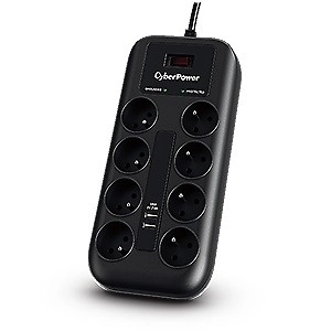 Prenapetostna zaščita CyberPower z 8 vtičnicami in 2 USB priključkoma