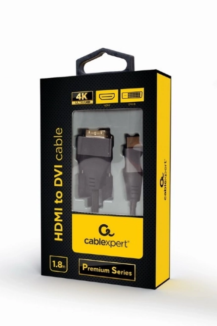 HDMI do DVI kabel s pletenico 1.8m pozlačeni konektorji