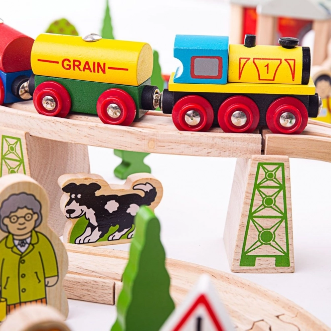 Bigjigs Rail Lesena železniška steza gorska pot 112 delov