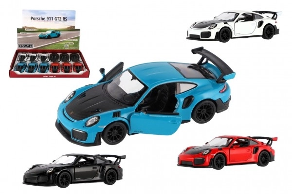 Avto Kinsmart Porsche 911 GT2 RS kov/plast 13 cm 4 barve na vzvratno navijanje 12 kos v škatli