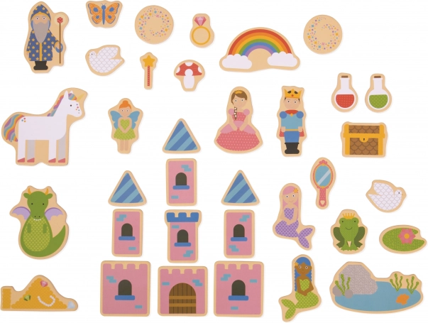 Bigjigs Toys pravljični leseni magnetki – set 35 kosov