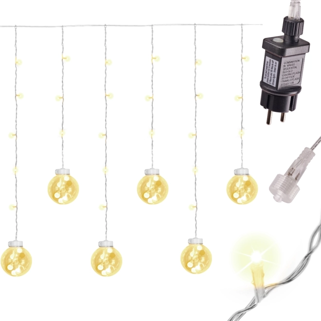 Božična LED svetlobna zavesa z kroglicami 3 m s 108 LED