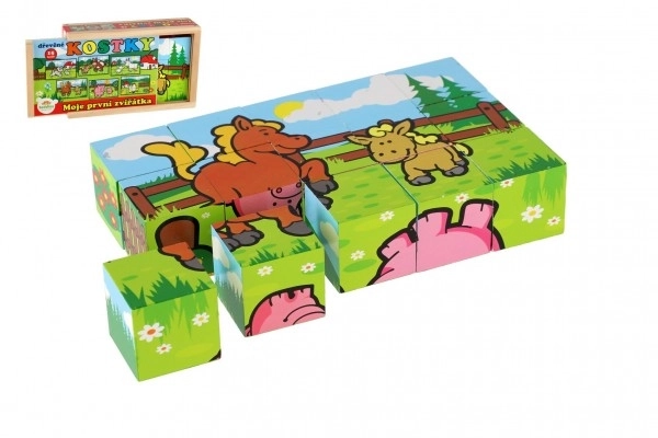 Lesene kocke Moje prve živalice 15 kos