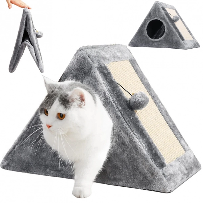 Triangularno praskalno in hiša za mačke z žogico