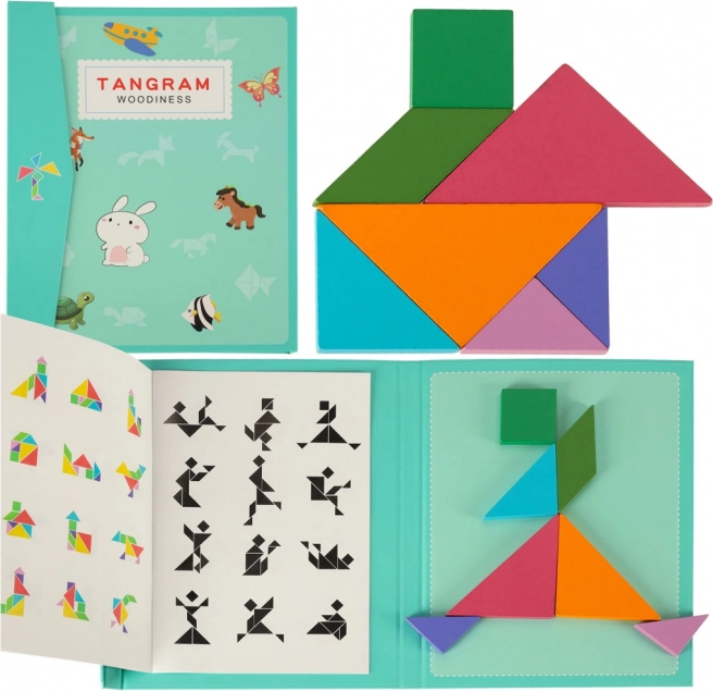 Magnetna knjižica tangram – lesena montessori logična sestavljanka 3D