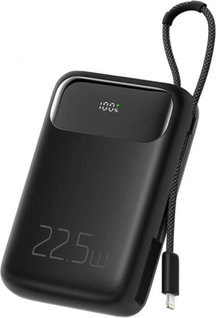 Powerbanka Mcdodo 10000 mAh z Lightning kablom, 22,5 W (črna)