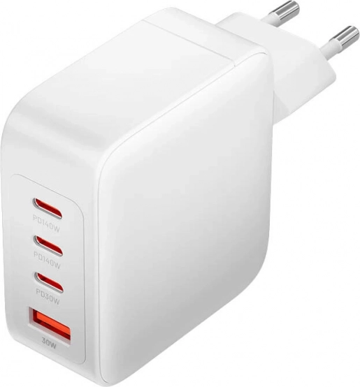 Omrežni polnilec Vention 140 W GaN s 3× USB‑C in USB‑A (bel)
