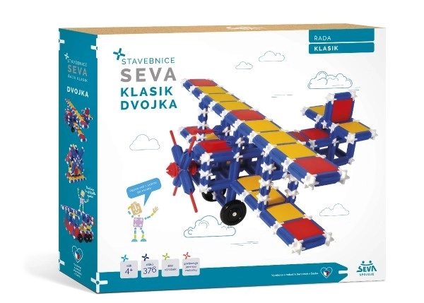 Konstruktorski set SEVA KLASIK dvojka plast 366 delov v škatli 36x33,5x5cm