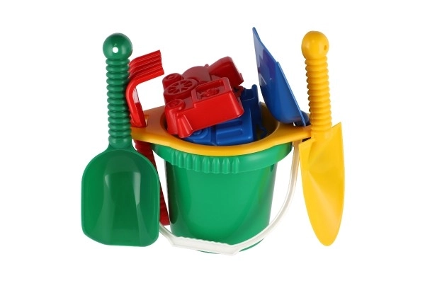 Vedro s cedilom lopatka trgovska lopatka grabljice plastika v mreži 20x28x12cm 12m+