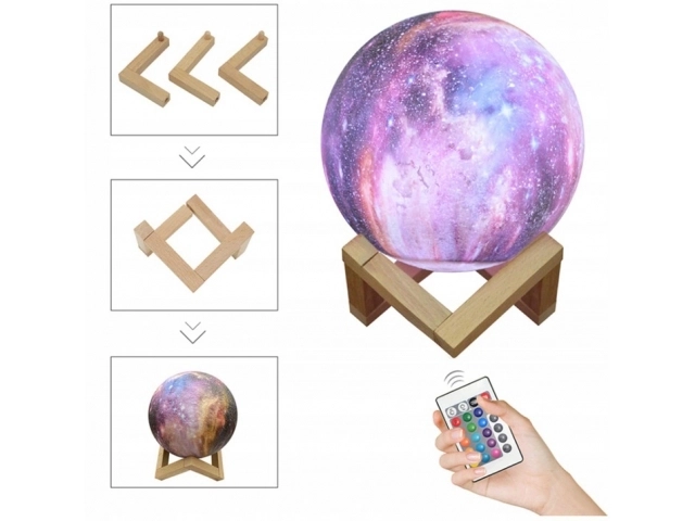 Nočna lučka GALAXY 3D z barvno RGB osvetlitvijo + daljinski upravljalnik
