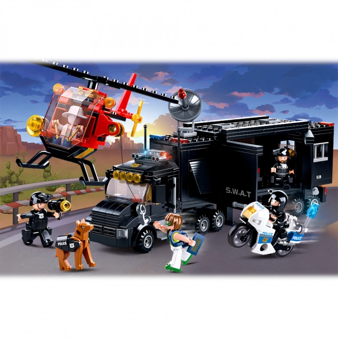 Sluban Policija M38-B0659 SWAT mobilna baza in roparji v helikopterju