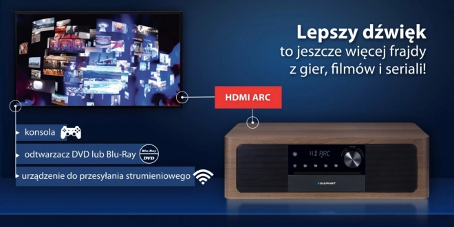 Mikrofon vse v enem Bluetooth, HDMI ARC, optični vhod CD/MP3/USB/AUX Ura/Budilka