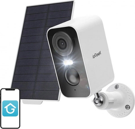 Brezžična Wi‑Fi zunanja kamera 3MP ieGeek ZS‑GX3S s solarnim panelom, bela