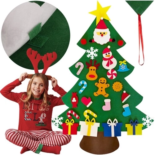 DIY filcasti božični drevesček z okraski 90 cm