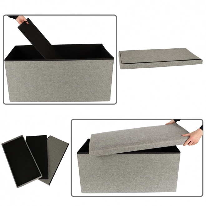 Siva zložljiva kocka s prostorom za shranjevanje 76x38x38 cm