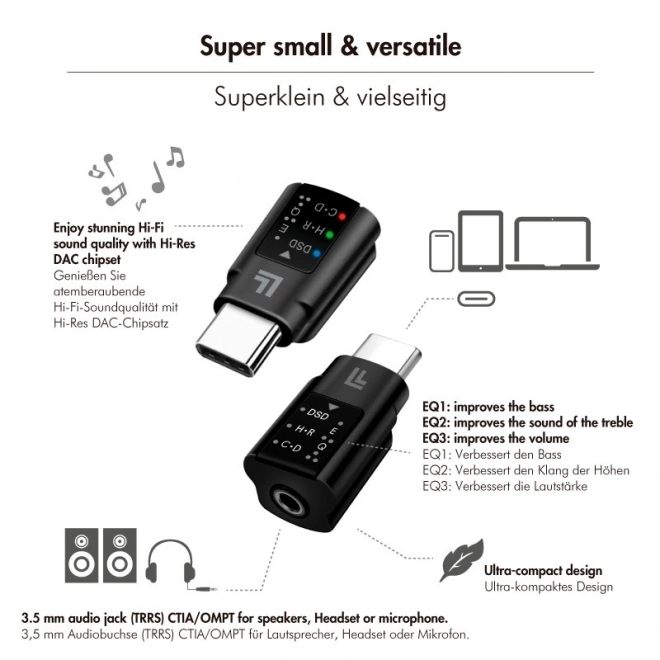 USB-C/M avdio adapter na 3,5mm/F s DAC in EQ