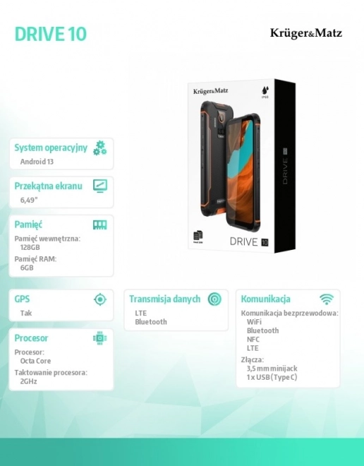 Vzdržljiv pametni telefon Kruger&Matz Drive 10