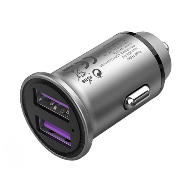Avtopolnilec 2x USB Vention 30W Siv