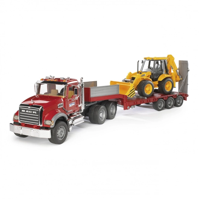 Bruder Tovorno vozilo MACK Granit prikolica in traktor JCB