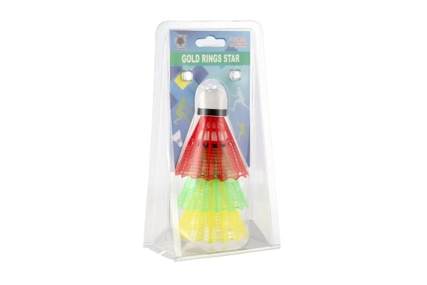 Žogice/Košarice za badminton barvne plast 3 kosi na kartici 11x21cm