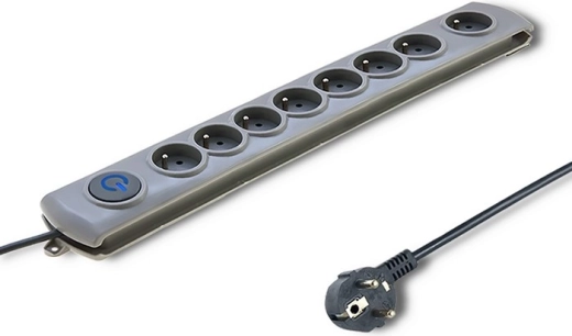 Prenapetostna zaščita Quick Switch, 8 vtičnic, 3 m, siva