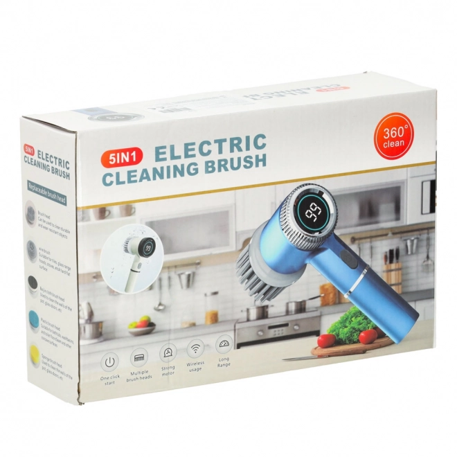 Električna krtača za čiščenje 5v1 z LED za kopalnice in tla
