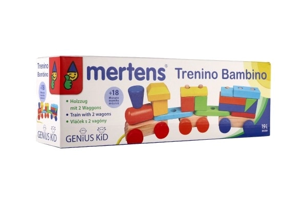 Barvni leseni vlak z vagoni od Mertens
