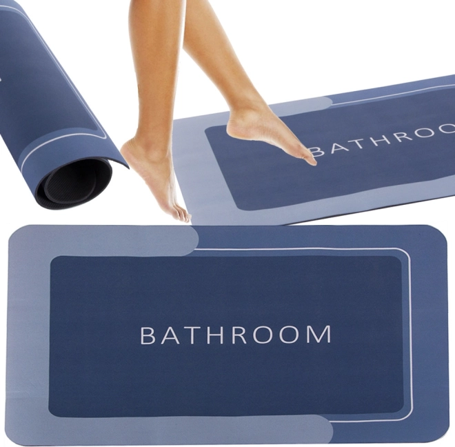 Hitro sušeča nedrseča kopalniška predpražnik Bathroom 58 × 38 cm – modra