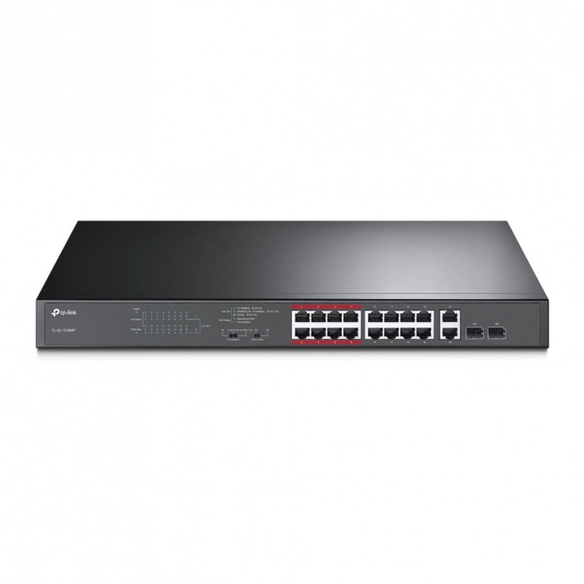 16-portno PoE+ stikalo TL-SL1218MP z gigabitnimi vrati RJ45 in režami SFP
