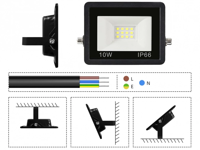 Zunanji LED halogenski reflektor 10W 6000K vodotesen