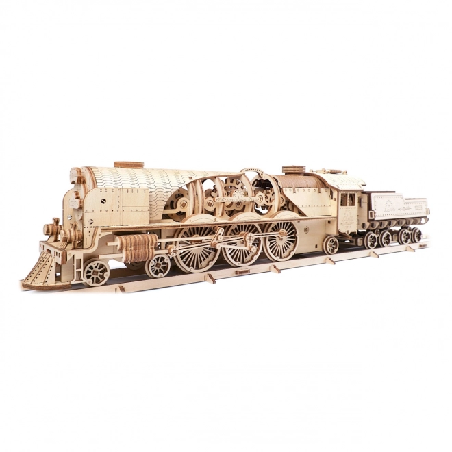 Ugears 3D sestavljanka - Lokomotiva V-express z vagonom 538 kosov
