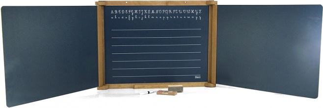 Jeujura lesena tridelna stenska multifunkcijska tabla 156 × 43 cm s priborom