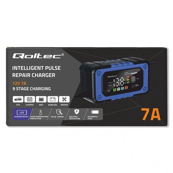 Inteligentni Qoltec polnilnik za baterije s funkcijo popravila 12V 7A LED 4 načini