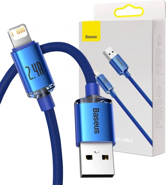 Baseus Crystal Shine kabel USB na Lightning 2,4 A 1,2 m – Modra