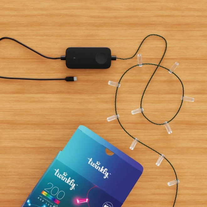 Veriga pametnih dekorativnih lučk USB-C (Bonboni) 100 LED RGB, svečke, zeleni kabel, 6 m