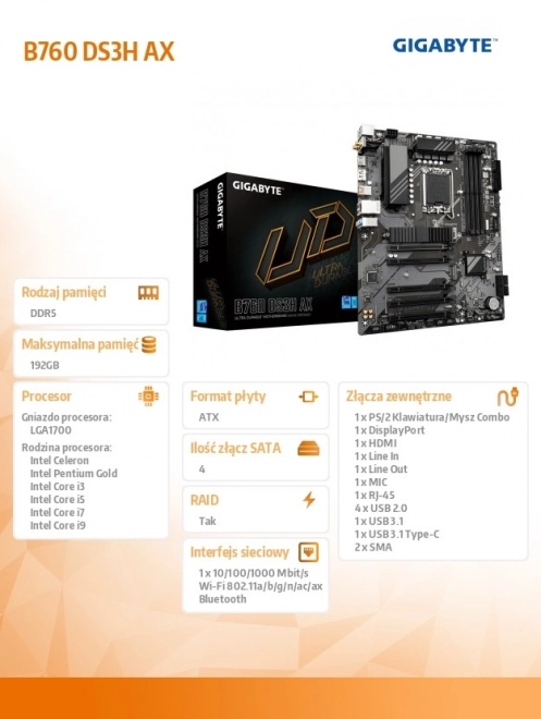 Osnovna plošča Gigabyte B760 DS3H AX