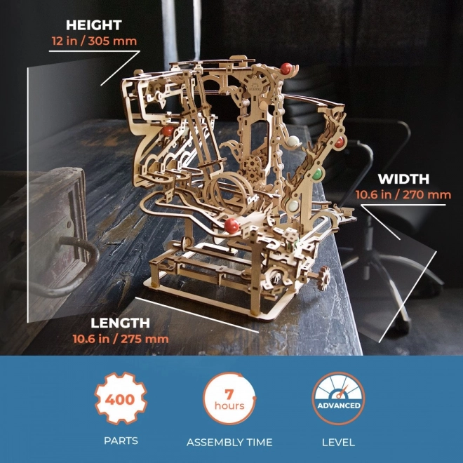 Ugears 3D lesene mehanske puzzle Kroglična steza verižna