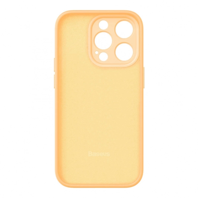 Baseus Gel Tekočina Silicijeva Ovoj za iPhone 14 rumena s kaljenim steklom in čistilnim setom – 14 Pro Max