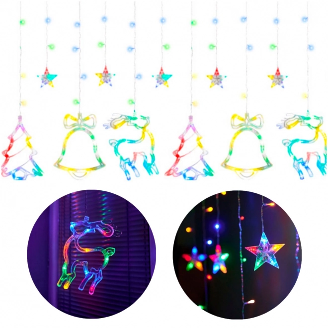 LED barvni zaves z božičnimi motivi - 2,5 m, 138 LED