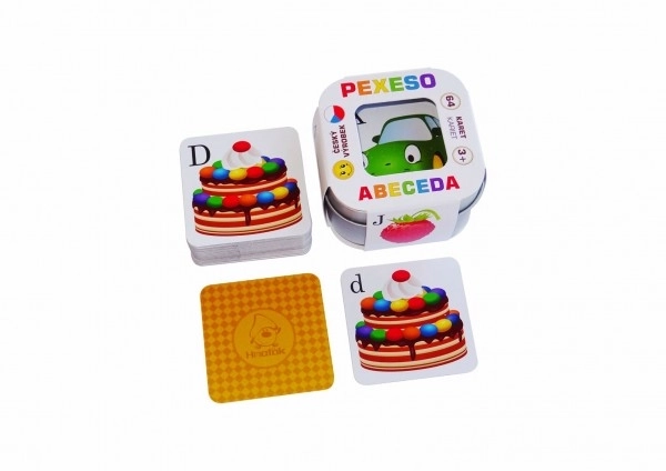 Pexeso Abeceda 64 kartic v pločevinasti škatlici 6 x 6 x 4 cm