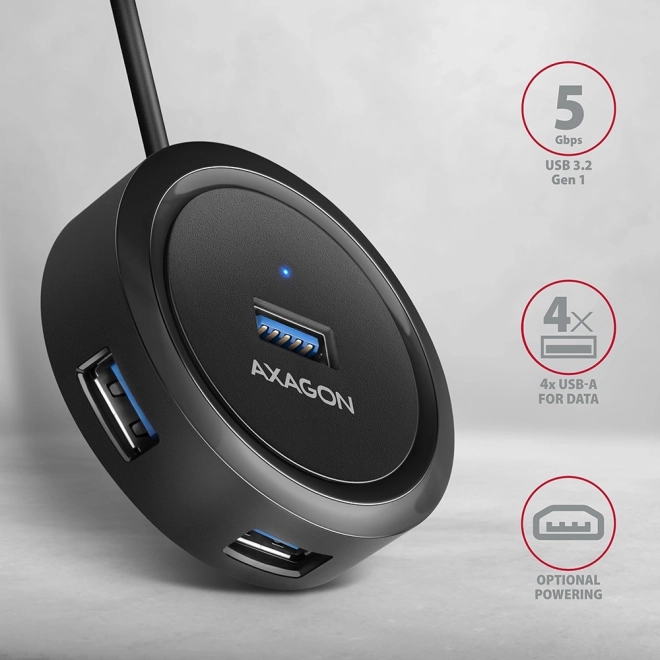 USB razdelilnik 4 vrata USB 3.2 Gen 1 okrogel