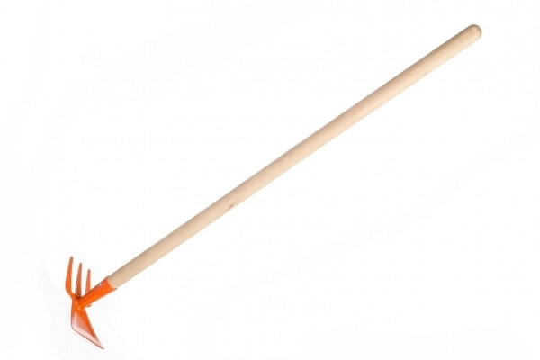 Teddies otroška vrtna motika obojestranska oranžna z ročajem 80 cm