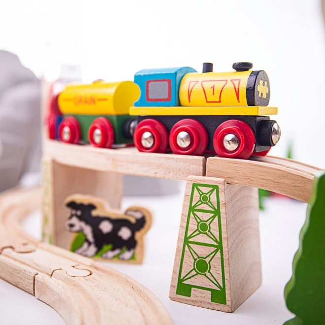 Bigjigs Rail Lesena železniška steza gorska pot 112 delov