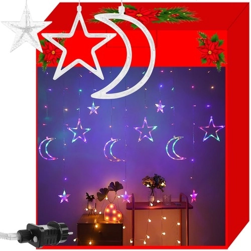LED barvna zavesa z zvezdicami in meseci - 5 m, 138 LED