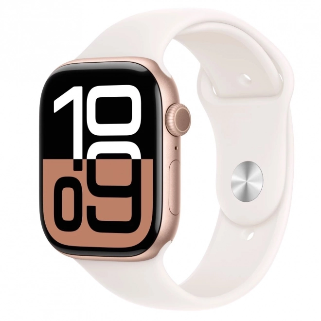 Ura Serije 10 GPS 46 mm rožnato zlato z rožnatim športnim paščkom