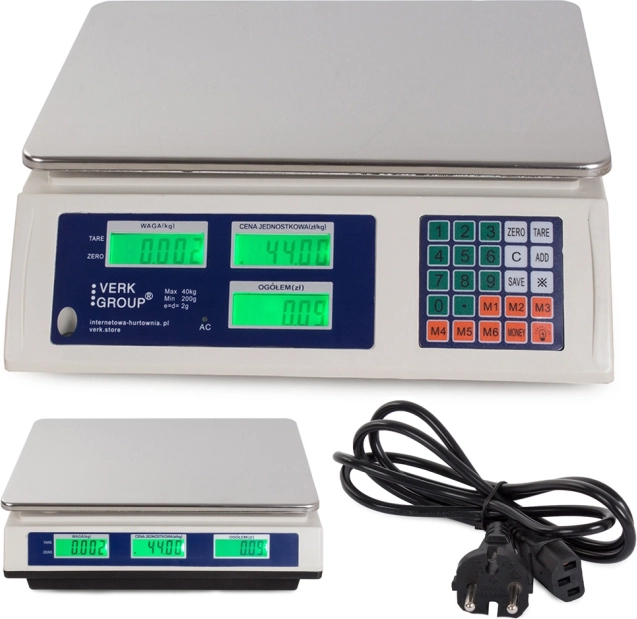 Elektronska trgovinska tehtnica z LCD-zaslonom 40 kg, natančnost 2 g