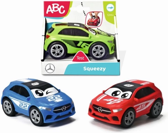 Mehko stiskalno vozilce MERCEDES ABC, 11 cm – 3 barve