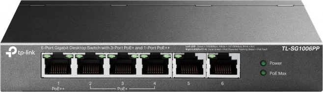 Gigabitno stikalo TP-Link SG1006PP s 6 vrati (3 PoE+ 1 PoE++)