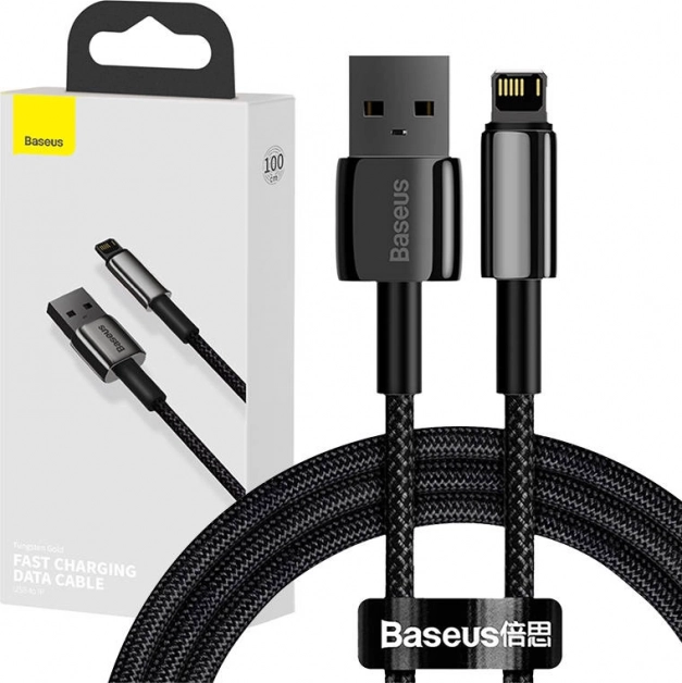 Baseus Tungsten Gold kabel USB – Lightning 2,4 A 2 m – črna