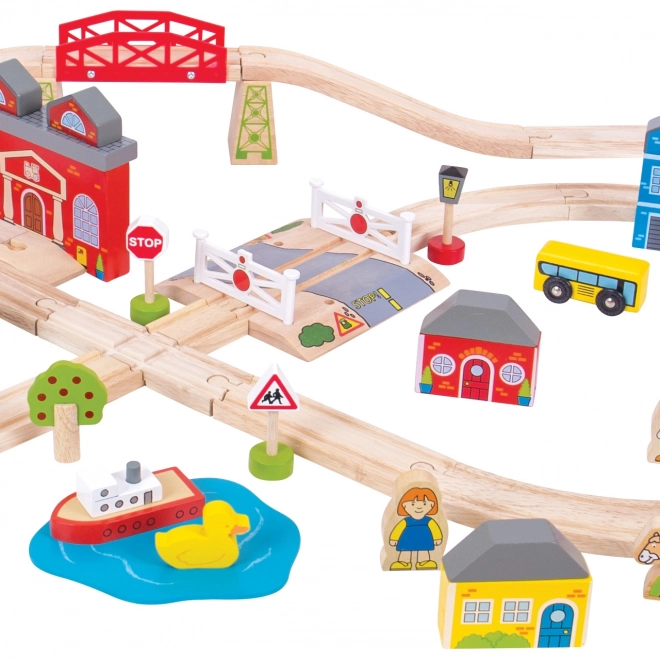 Bigjigs Rail Leseni vlak središče mesto in vas 101 delov